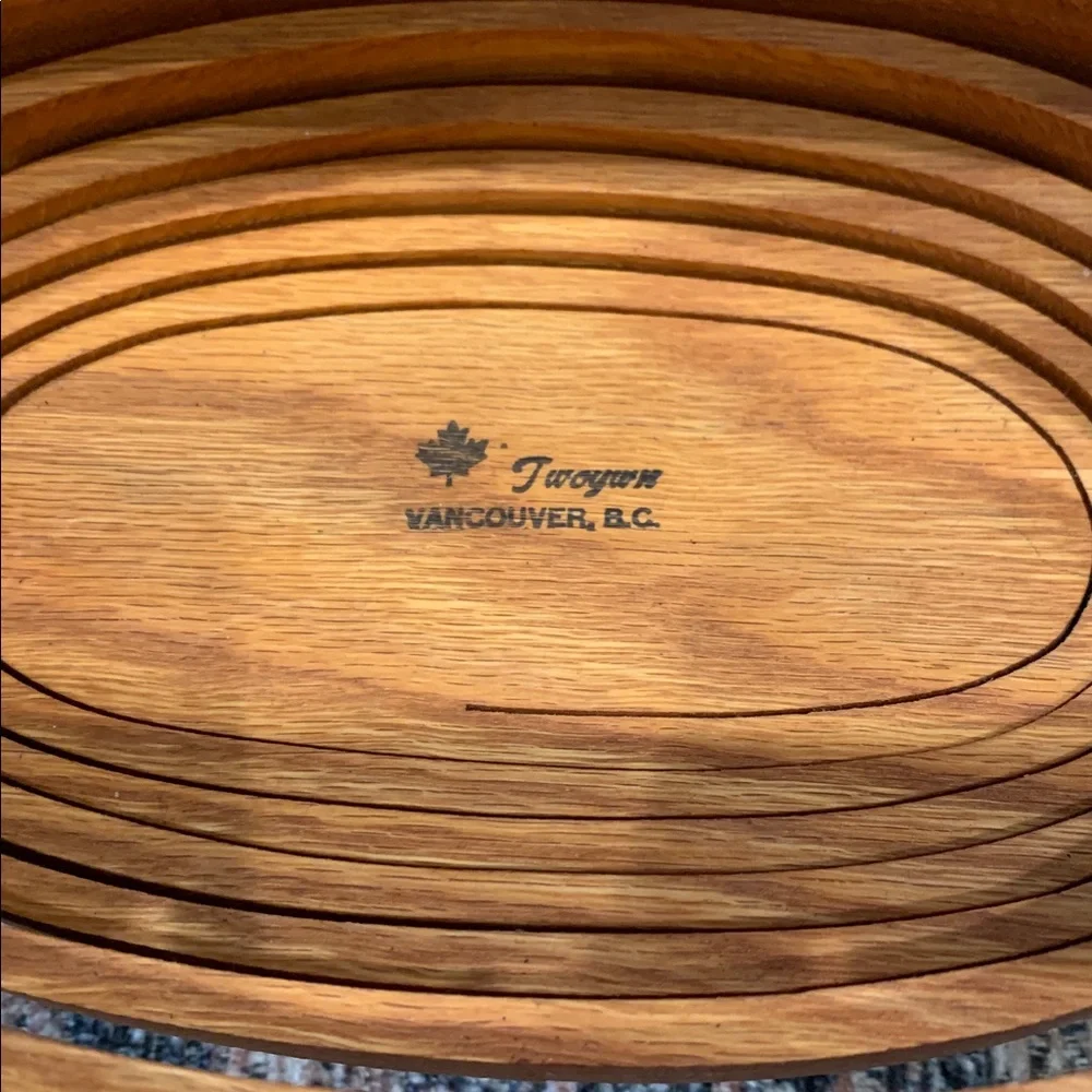 Vintage Hand carved Wooden Folding Basket with Floral Design